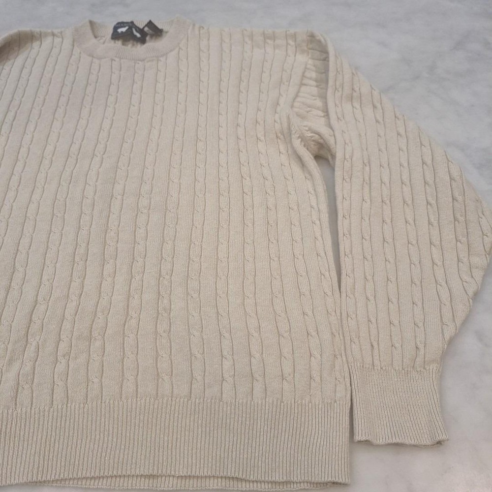 VTG Woods & Gray Cable Knit Cream Sweater Fishermancore Mens Sz XL Unisex Preppy